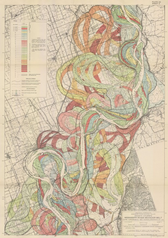 The alluvial valley of the lower Mississippi River, Harold Fisk, 1944, http://www.radicalcartography.net/index.html?fisk